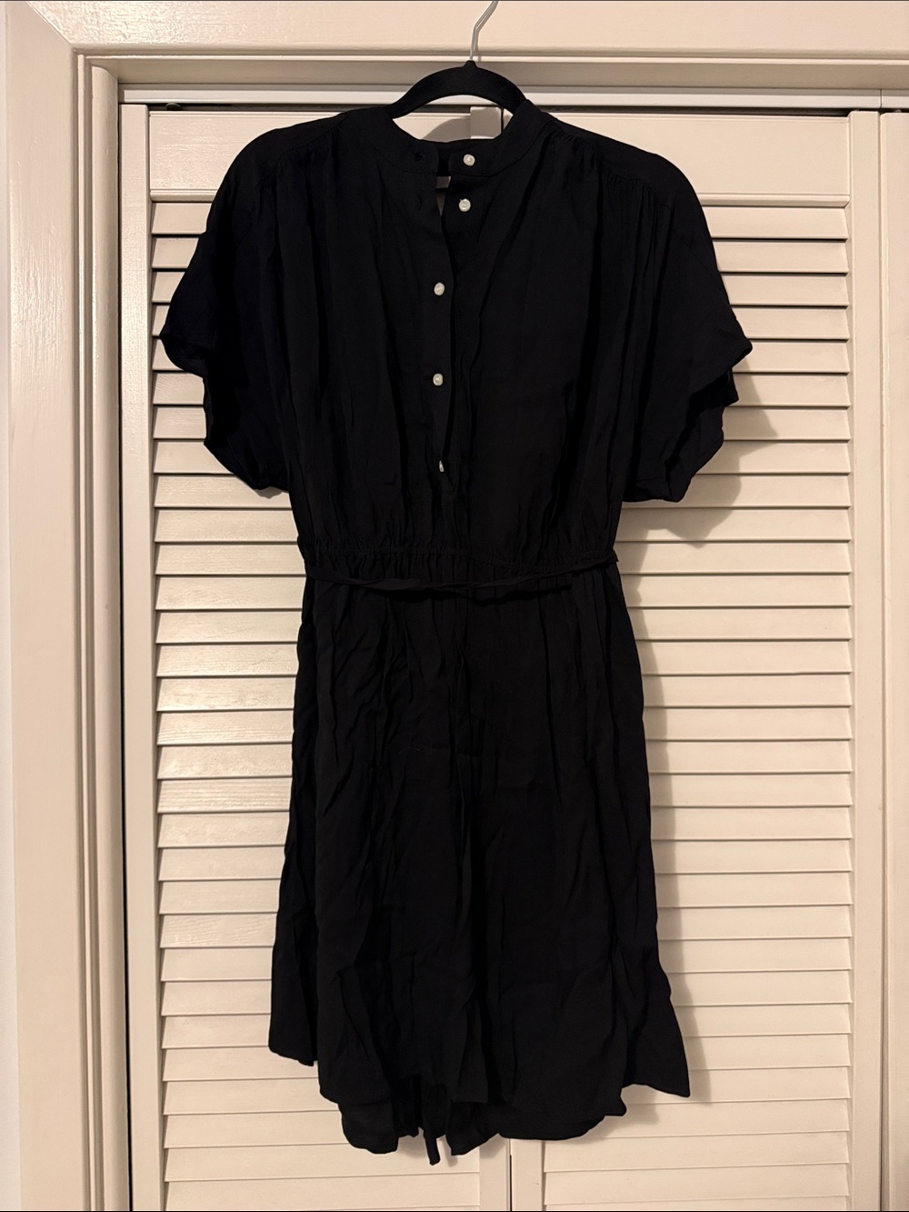 H&M Black Button-Front Short Sleeve Dress